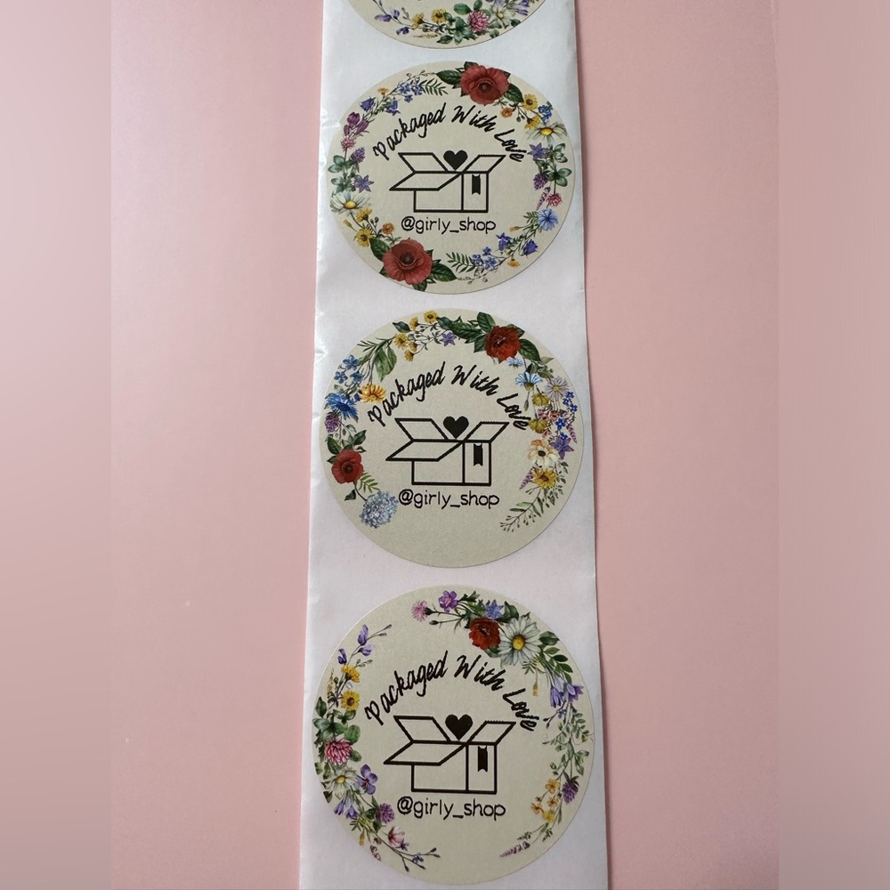 50 ct. Custom Vintage Floral Design 2” Round Packaging Stickers